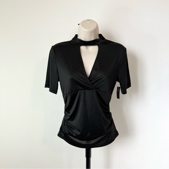 No Boundaries Collar Blouse Surplice V Neck Top Juniors M 7-9 - Picture 5 of 5